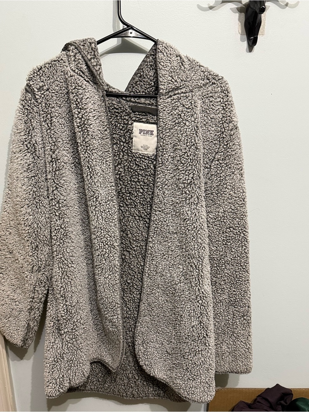 PINK Victoria's Secret Plush Hooded Teddy cardigan - Gray